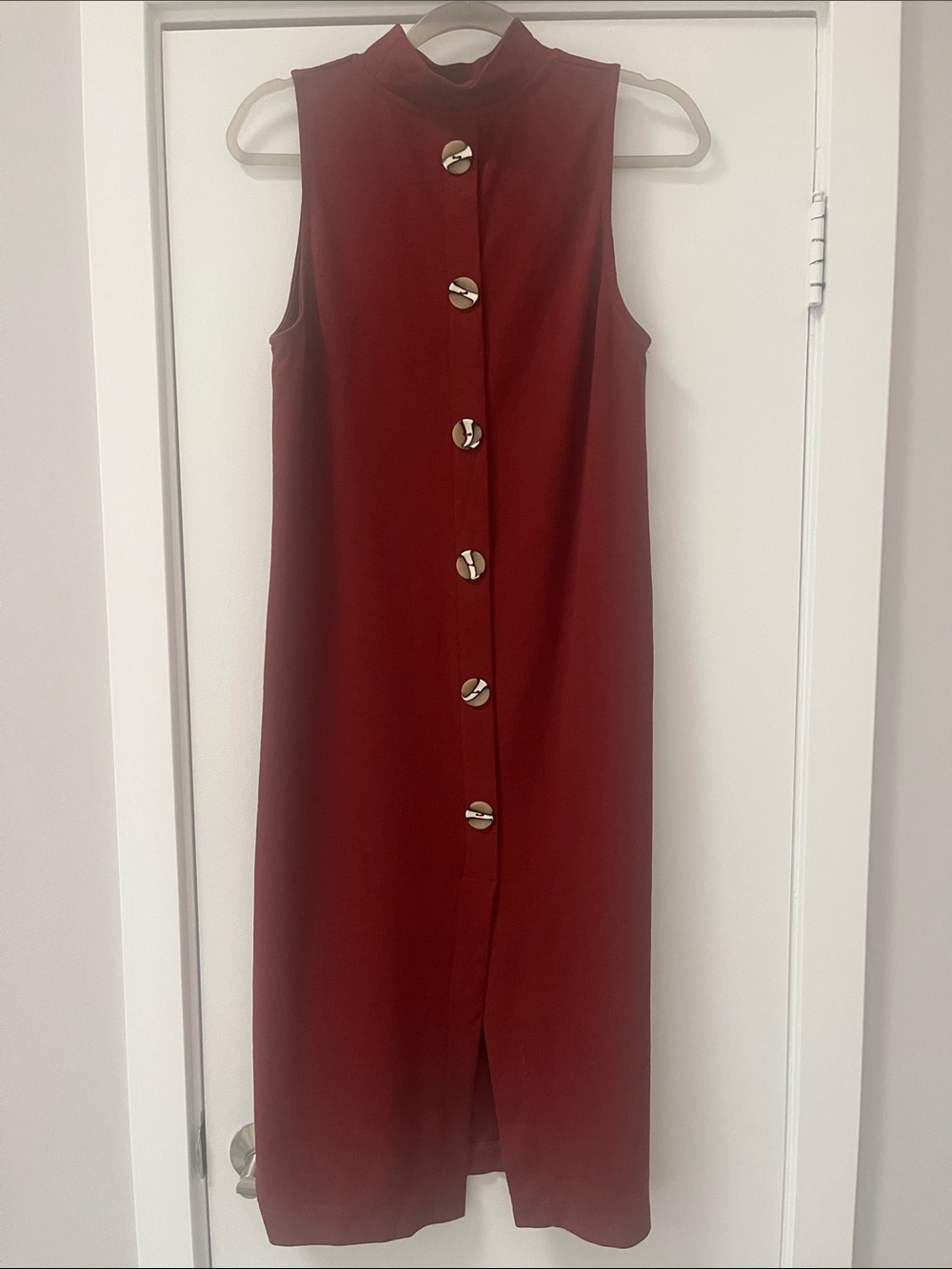 Zara Sleeveless Mockneck Midi Dress with Button Back | 90s Vibe | Like New